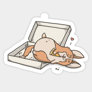 Pizza Coma Corgi Sticker